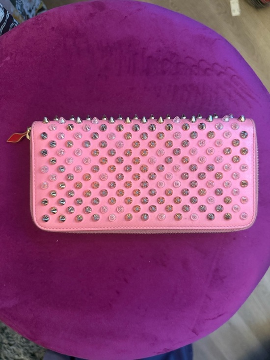 Christian Louboutin Handbags - Christian Louboutin Pink Studded Zip Wallet